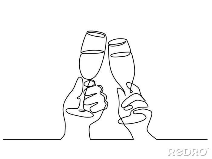 Canvas Twee handen juichen met glazen champagne