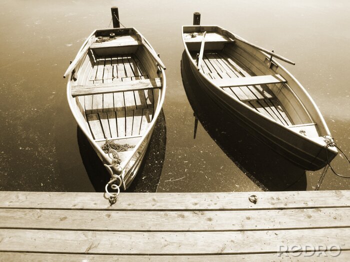 Canvas Twee houten boten