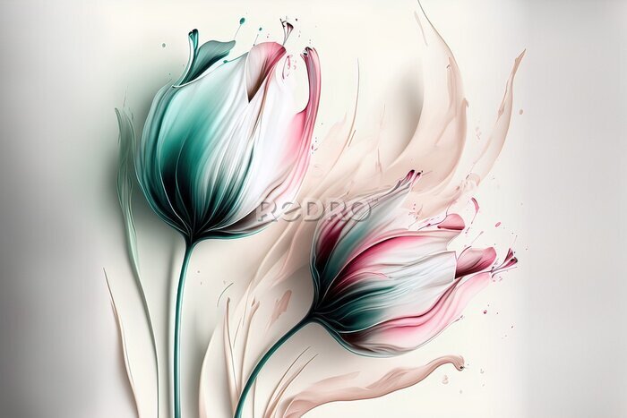 Canvas Twee tulpen in een artistieke compositie