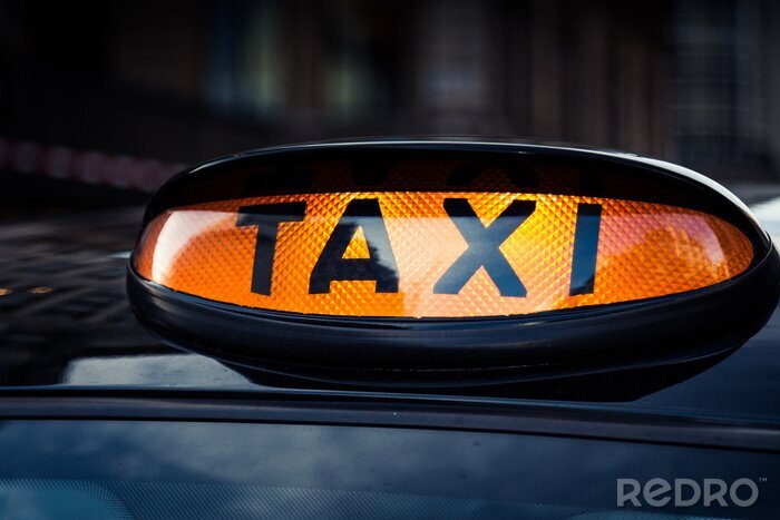 Canvas Typische zwarte taxi in het centrum van Londen