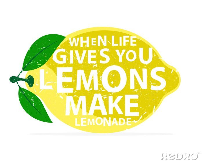 Canvas Typografisch citaat over citroenen en limonade