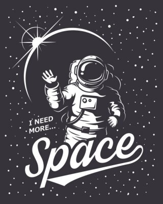 Canvas Typografisch thema met een astronaut