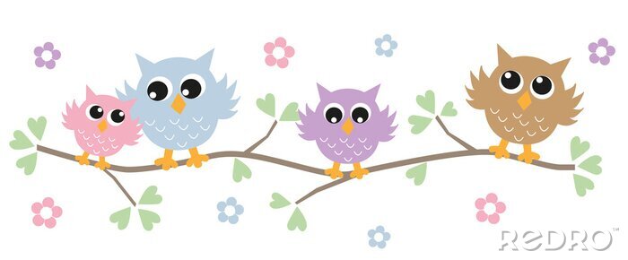 Canvas Uilenboom op een tak