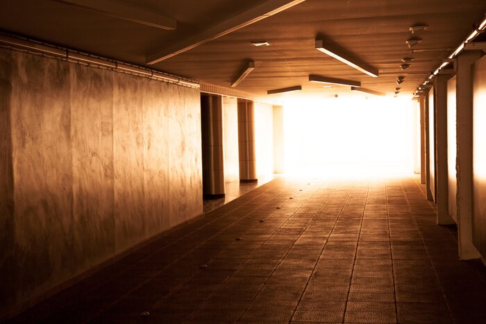 Canvas Uitgang van een betonnen tunnel
