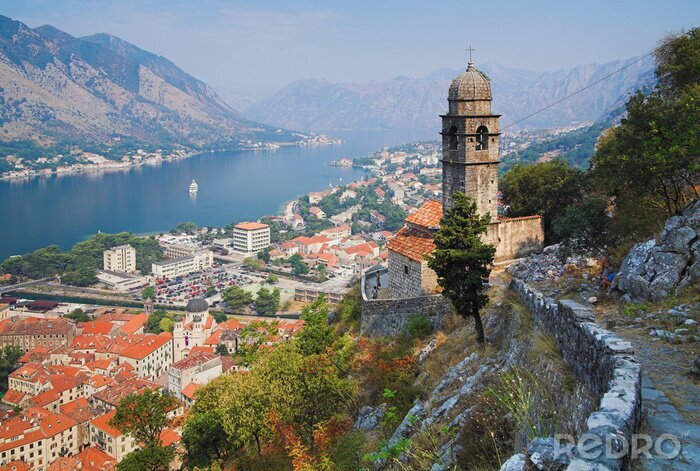 Canvas Uitzicht op de baai van Kotor, Montenegro