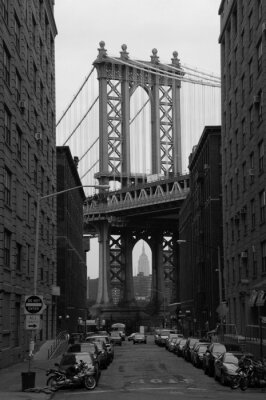 Uitzicht op de brug in Manhattan