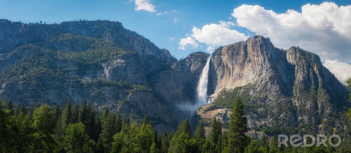 Canvas Uitzicht op de waterval in Yosemite