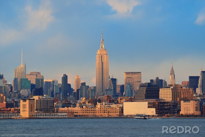 Canvas Uitzicht op Manhattan in de zon
