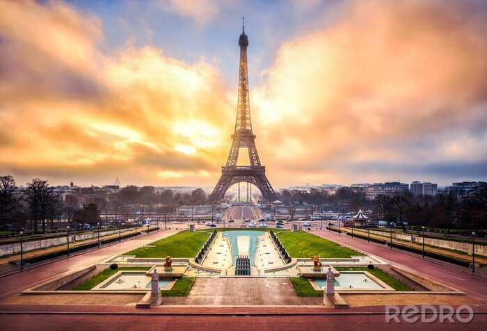 Canvas Uitzicht op Parijs en de hemel