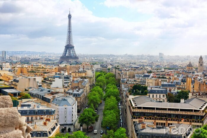 Canvas Uitzicht over Parijs van de Arc de Triomphe. . Parijs. Frankrijk.