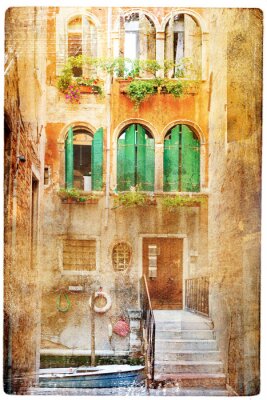 uitzicht over Venetië in vintage stijl, zoals ansichtkaarten