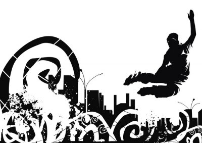 Sticker urban jungle en rollerblade