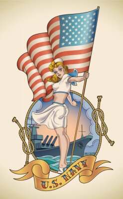 Canvas US Navy meisje