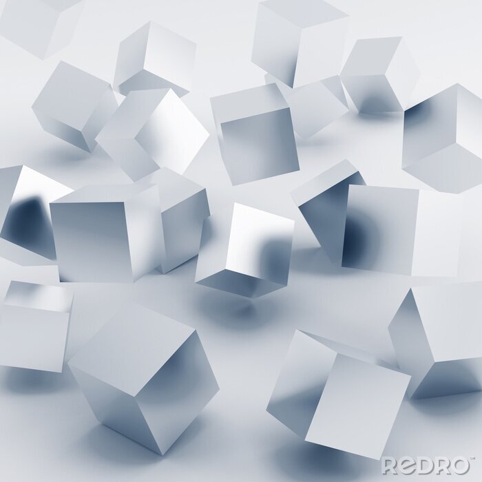 Canvas Vallende kubussen in 3D