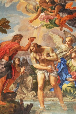 Canvas Vaticaan - 28 maart 2012: Renaissance mozaïek van de bijbelse scène van Christus