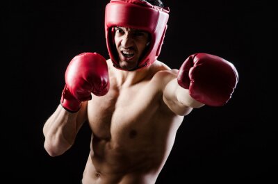 Canvas vechtende bokser in handschoenen