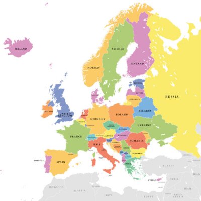 Vector gekleurde Europese kaart