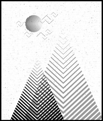 Canvas Vector geometrische driehoek achtergrond, abstracte bergen. Conceptuele achtergrond, met mountains.Flat ontwerp, met minimale elementen. Gebruik voor kaart, poster, brochure, banner. Zwarte en witte i