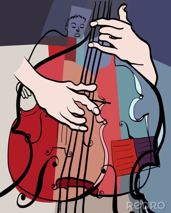 Canvas Vector illustratie van een contrabas samenstelling