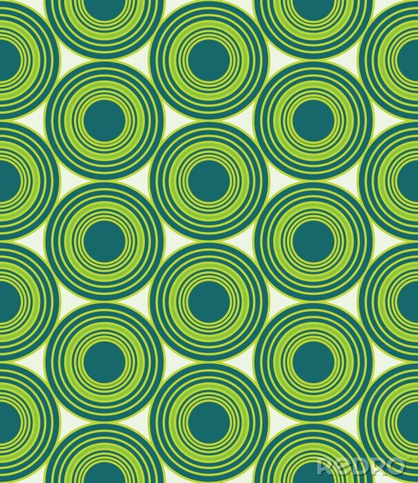 Canvas Vector moderne naadloze kleurrijke meetkunde cirkels patroon, kleur groen abstract geometrische achtergrond, trendy veelkleurige print, retro textuur, hipster fashion design