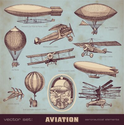 Canvas vector set: luchtvaart