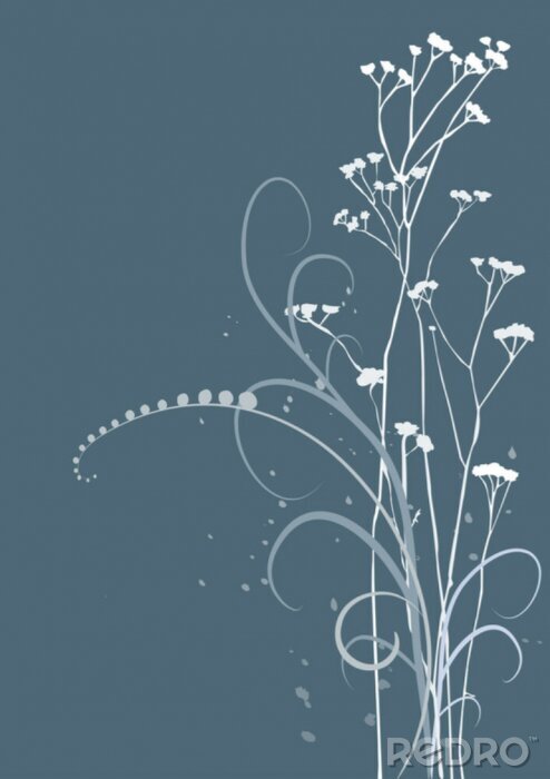 Canvas Veldbloemen op een blauwe achtergrond