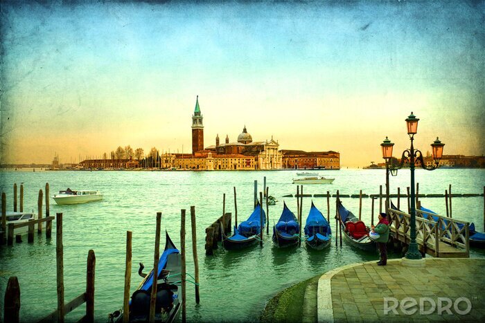 Canvas Venetiaans uitzicht in retrostijl