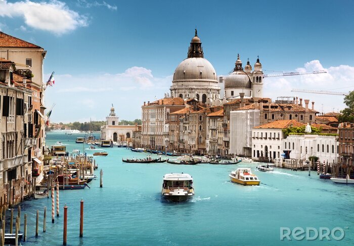 Canvas Venetiaanse kleurrijke architectuur