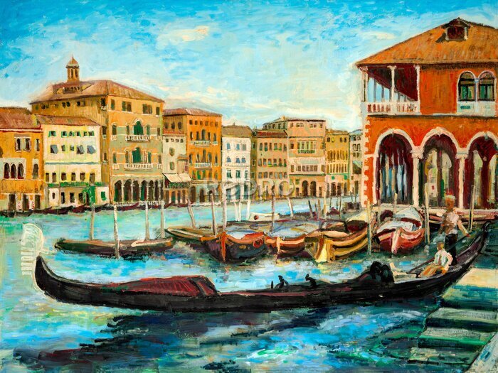 Canvas Venetië beschilderd met olieverf