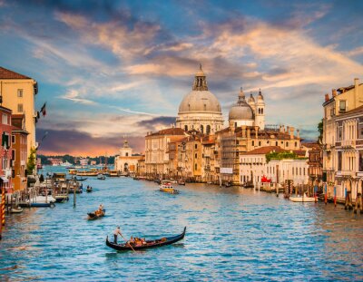 Canvas Venetië en een romantische zonsondergang