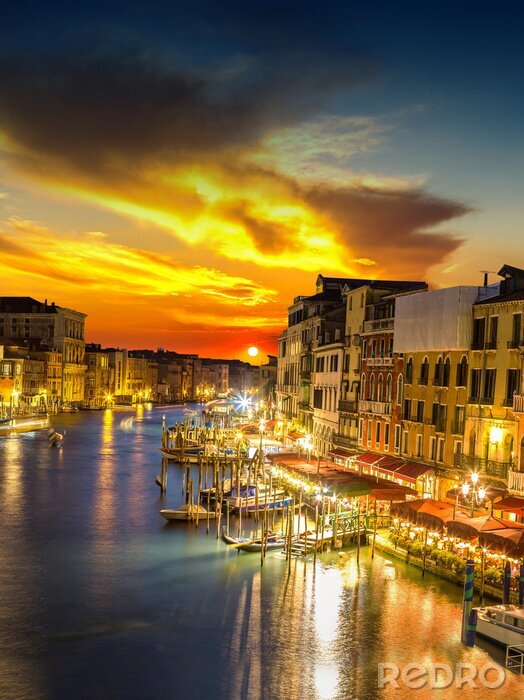Canvas Venetië 's nachts en verlichting