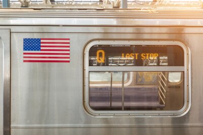 Canvas Verenigde Staten vlag op een Metro