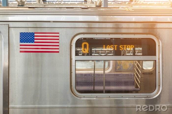 Canvas Verenigde Staten vlag op een Metro