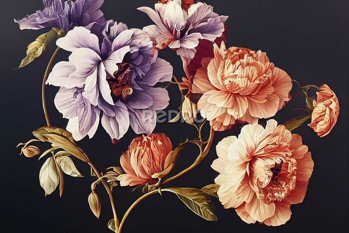 Canvas Verfijnd patroon met bloemen