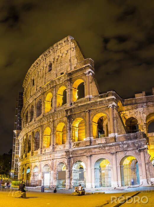 Canvas Verlicht Colosseum 's nachts in Rome
