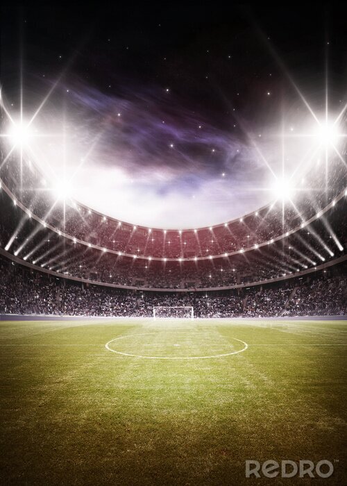 Canvas verlicht stadion onder de sterren