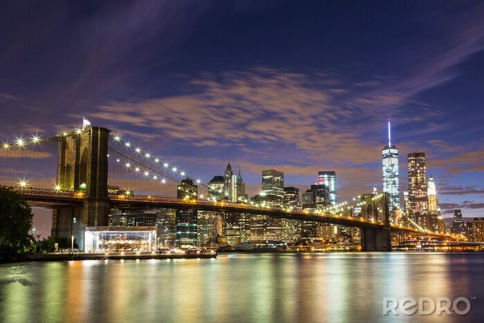 Canvas Verlichte brug in New York