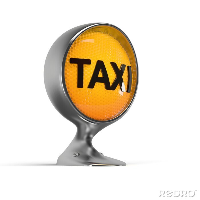 Canvas verlichte taxi teken op een vintage koplamp