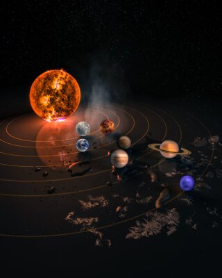 Canvas Verschillende planeten van het zonnestelsel