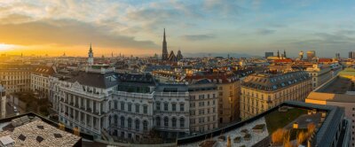 Canvas Vienna skyline panorama bij zonsondergang