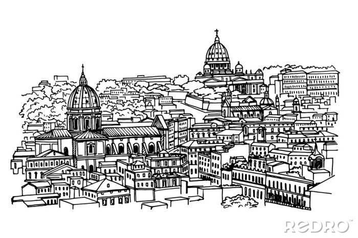 Canvas view of historic center of Rome, Italy