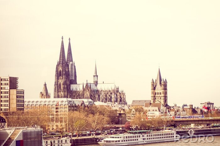 Canvas View on Cologne Cathedral and river Rhine