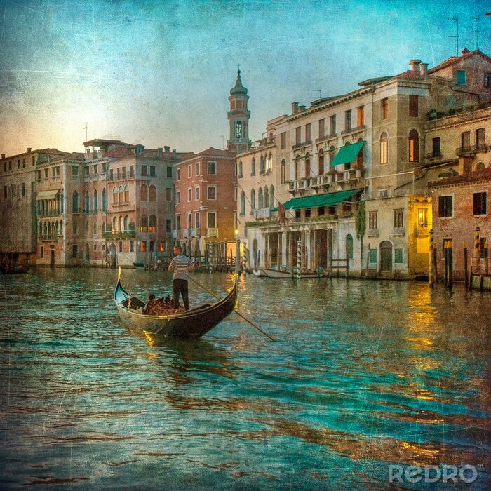Canvas Vintage beeld van Canal Grande, Venetië