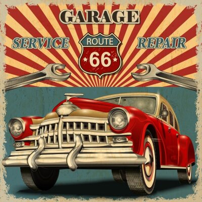 Canvas Vintage garage retro poster