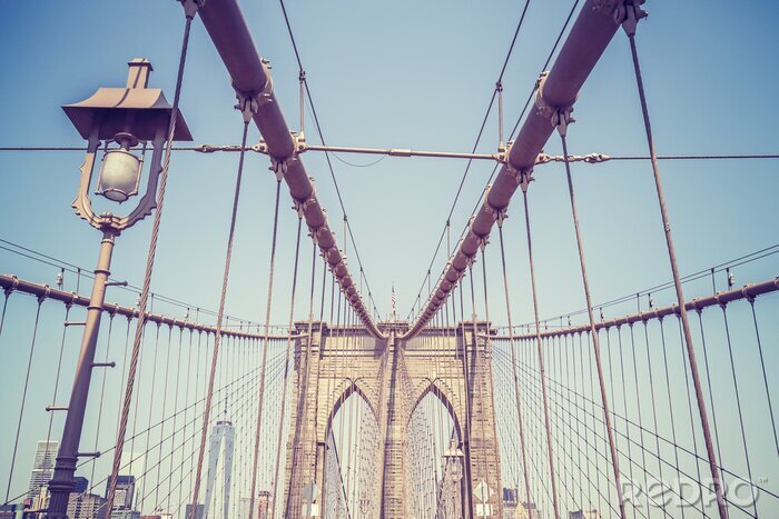 Canvas Vintage getinte foto van de Brooklyn Bridge, NYC.