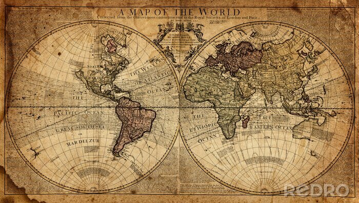 Canvas Vintage historische wereldkaart