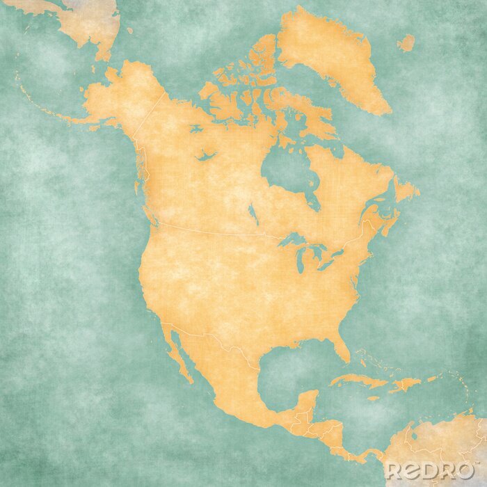 Canvas Vintage kaart van Noord-Amerika