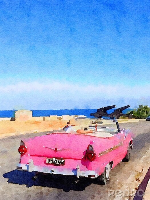 Canvas Vintage klassieke auto in Havana