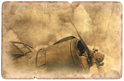 Canvas Vintage militaire postkaart geïsoleerd, oude vliegtuigen