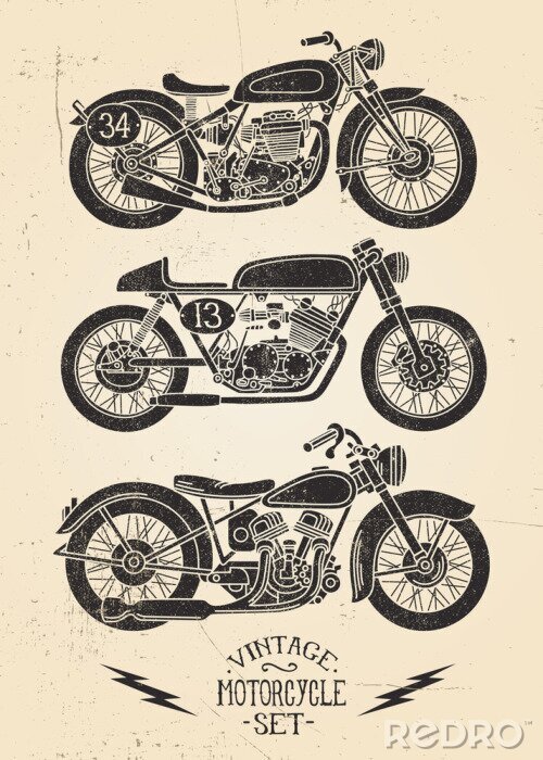 Canvas Vintage Motorcycle Set